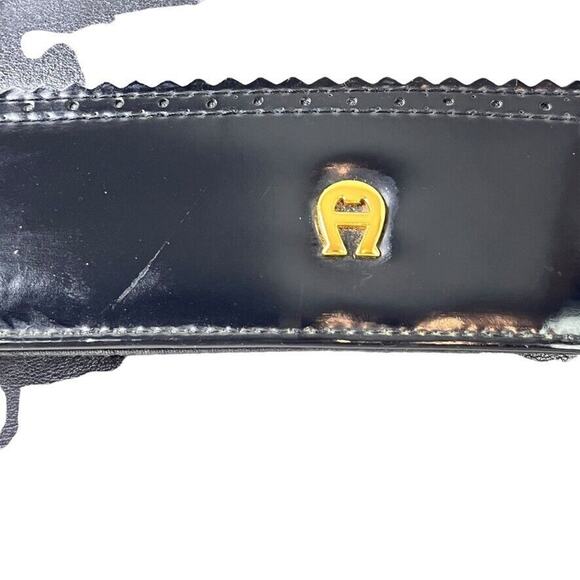 Etienne Aigner Womens Navy Blue Leather Flap Pocket Small Purse Shoulder Bag - Picture 8 of 16